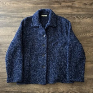 Weave Of The Irish Women's Blue Wool Cardigan Sweater Jacket M Handcrafted - Picture 1 of 11