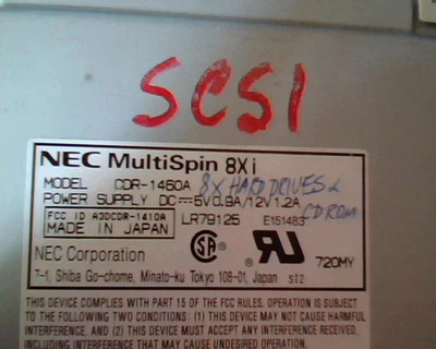 NEC MultiSpin 8Xi CDR-1460A A3DCDR-1410A LR79125 E151483 1996 SCSI CD-ROM Reader - Image 1 of 3