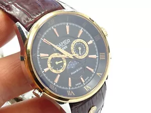 ROAMER Superior Moonphase Men's Day Date Classic Leather Watch WORKING - Picture 1 of 7