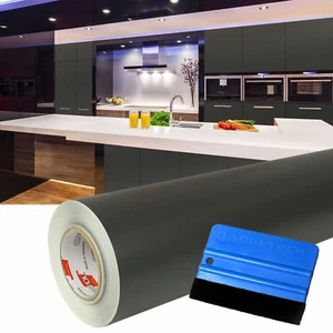 (6€/m²) 10m Matt Grau Möbelfolie + Rakel Klebefolie 63cm Breite Deko Folie - Bild 1 von 1