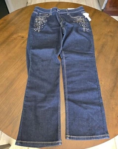 Dressbarn Womens 16W Embellished Denim Jeans With Rhinestone Accents - Picture 1 of 17
