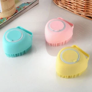 Pet Massage Bath Brush For Dog Cat Shampoo Dispenser Silicone Scrubber Wash Tool - Picture 1 of 14