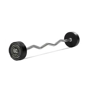 Titan Fitness 60 LB Rubber EZ Curl Fixed Barbell, Pre-Loaded Weight Bar - Picture 1 of 10