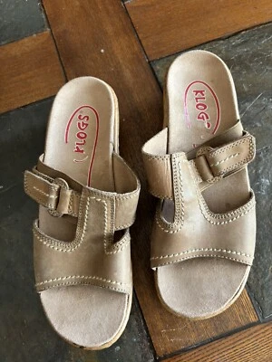 Sandalias de cuña Klogs para mujer de cuero tostado 9 zueco antideslizante Foto 1 de 4