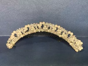 Vintage Fenaroli for Regalia Bridal Headpiece For Veil Faux Pearls Clear Beads - Picture 1 of 5
