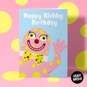 Happy Blobby Birthday - Mr Blobby inspired Funny Birthday Card - Picture 1 of 5