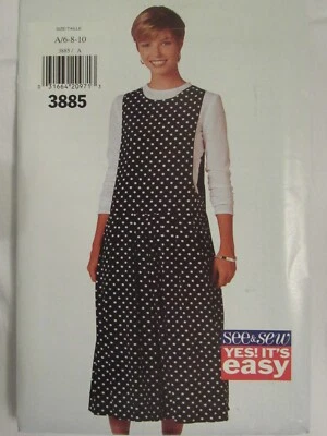Easy OOP BUTTERICK 3885 Misses Drop-waist Jumper PATTERN 6-8-10/18-20-22 UC - Image 1 of 3