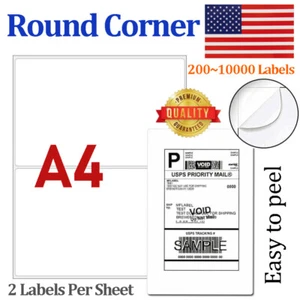 Address Shipping Labels 8.5x5.5" Half Sheet Round Corner Adhesive Blank Labels - Picture 1 of 25