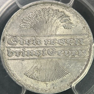 GERMANY. 1919, 50 Pfennig, F - PCGS MS62 - Top 3, Key Date, Empire, Stuttgart - Image 1 of 4