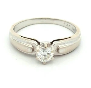 Video .17CT 14K Solid Gold Natural Round Brilliant Cut Solitaire Engagement Ring - Picture 1 of 3