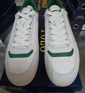 Polo Ralph Lauren Men's Court Sport Lace-Up Sneakers White/Green - Picture 1 of 8