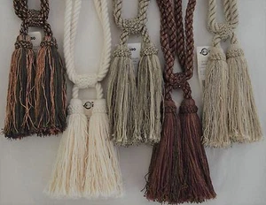 Curtain & Chair Tie Back -27" spread w/ 5 5/8" double tassels - 5 colorways!!! - Picture 1 of 6