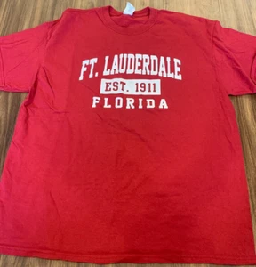 GILDAN FT. LAUDERDALE FLORIDA MAROON RED T SHIRT SZ XL - Picture 1 of 4