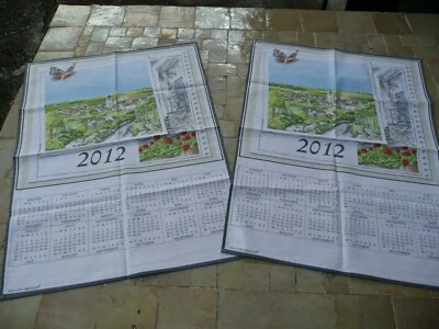  2 torchons ancien vintage en coton  LA CAMPAGNE calendrier 2012 - Photo 1/2