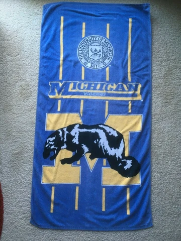 VINTAGE 1990s UNIVERSITY MICHIGAN WOLVERINES BEACH BATH TOWEL vtg pool harbaugh Cover