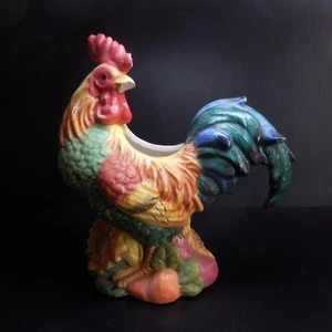 Statue sculpture coq céramique faïence vintage art déco fait main France N7629   - Imagen 1 de 12