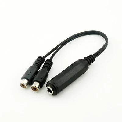 1x 6.35mm 1/4" Female Stereo Jack to 2x RCA Female Y Splitter Adapter Cable 20cm - Image 1 of 4