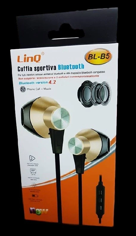 x Auricolari Wireless Bluetooth 4.2 Cuffie Sport Musica Linq Bl-b5 - Immagine 1 di 1