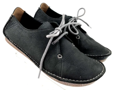 Clarks Artesanal Janie Mae Mocasín Cuero Negro Zapatillas con Cordones Zapatos para Mujer 7 M Foto 1 de 4