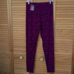 Legging Army NWT Purple and Black Bat Print Halloween Leggings PS 14-20 - Picture 1 of 6