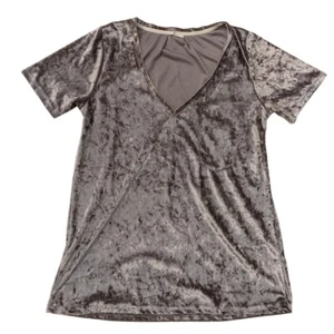 Camiseta POL Terciopelo Metálico Beige Brillante Suave Cuello en V Manga Corta Para Mujer Mediana? - Imagen 1 de 6
