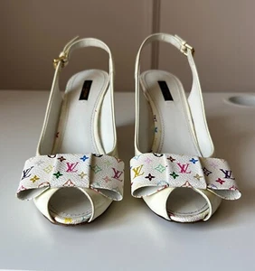 Louis Vuitton Multicolor Monogram Canvas And Patent Leather Wedge Sandals - Picture 1 of 7