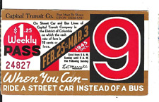 Capital Transit Weekly Pass - 1945 week # 09, Ride a street car, not a bus