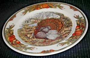 Queens Harvest Bounty Thanksgiving Truthahn Kürbisse Runde Servierplatte England - Bild 1 von 5