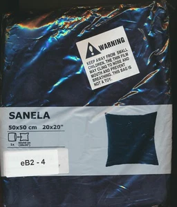 Funda cojín de almohada Ikea SANELA 20"" x 20"" terciopelo algodón negro 1 pieza - NUEVO - Imagen 1 de 3