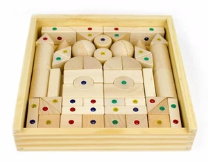 WIDU Architectural Magnetic Wood Blocks, 56 Piece Set in Wooden Keepsake Case - Picture 1 of 4