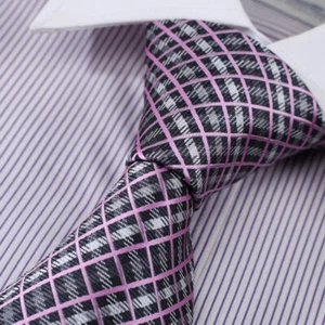 Dan Smith DAA7C04B Formal Tie For Men Pink Grey Plaid Work-utility Necktie Tie - Picture 1 of 3