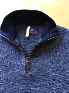 UNTUCKit 1/4 Zip Pullover Mens XL 100% Merino Wool Belguardo Jacquard L/S Blue - Picture 1 of 15