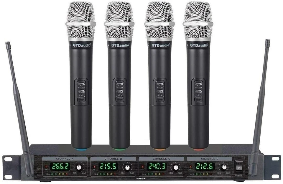 GTD Audio 4 Channel VHF Handheld Wireless Microphone System Mic (Brand New) 380H - Image 1 of 3