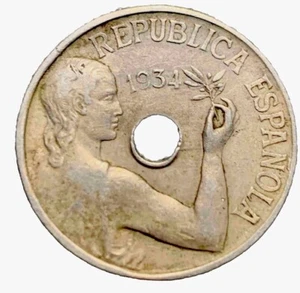 ESPAÑA 1934.MONEDA DE 25 CENTIMOS.II REPUBLICA.BC - Imagen 1 de 2