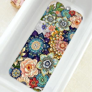 Bathtub Mat Non Slip Bohemia Extra Long Bath tub Mat Shower Floor Mat with Su... - Picture 1 of 6