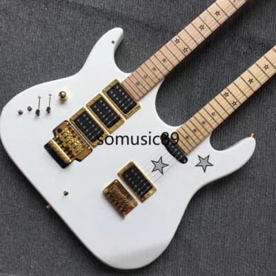 Left Handed Double Neck Electric Guitar Maple Fretboard Star Inlay Gold Hardware - Image 1 of 4