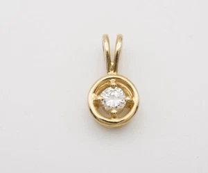 14k Yellow Gold Round Diamond Pendant. 0.23 Carats. 3.9mm Diamond. SI1/HI - Bild 1 von 6