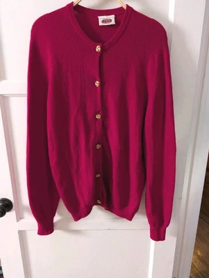 Cárdigan de punto vintage CASHMERE Escocia 100 % cachemir con botones dorados grande Foto 1 de 4