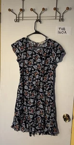 Ann Taylor Loft Damen Kleid blau mit bunten Blumen mit Gummizug - Bild 1 von 4