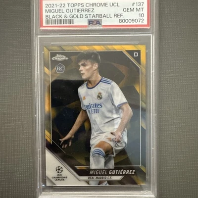 2021-22 TOPPS CHROME UEFA MIGUEL GUTIERREZ RC  /30 BLACK GOLD STARBALL PSA 10 - Image 1 of 2