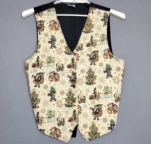 Vintage Bobbie Brooks Christmas Santa Vest Womens Ivory Tapestry Shimmer Holiday - Picture 1 of 10