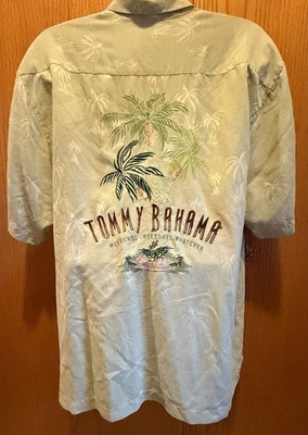Vintage Tommy Bahama Hawaiian Shirt w/ Palm Trees Honey Doo Melon Green XL Silk - Image 1 of 3