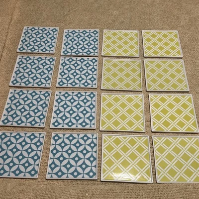 (16) Crate & Barrel Square Appetizer Plate Lattice Turquoise Green 5.5" FreeShip - Image 1 of 4