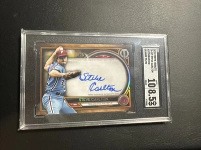 Steve Carlton 2020 Topps Tribute AUTO 25 /25 Orange Parallel SGC 10/8.5 Phillies - Image 1 of 4