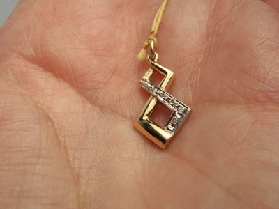 Solid 14k Yellow Gold Abstract Pendant with 6 Diamonds - Image 1 of 4