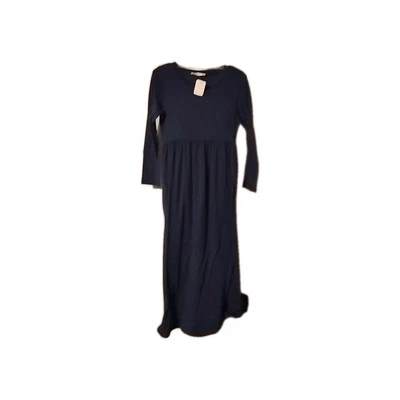 GORLYA Girls Long Sleeve Maxi Navy Blue Dress Sizes 7-8Y - Image 1 of 4