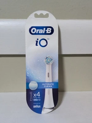 4 Pk ORAL-B IO ULTIMATE CLEAN REPLACEMENT BRUSH HEADS  BRUSH HEADS (WHITE) -NEW- - Image 1 of 4