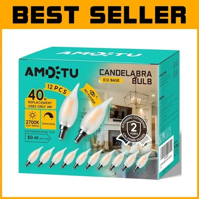 Retro Style E12 40W Equivalent Frosted LED Candle Bulb - Perfect for Chandeliers - Image 1 of 4