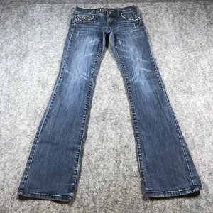 Jeans donna bootcut LA Idol USA 3 blu strass ricamati tasca posteriore Bling - Foto 1 di 10