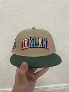 Oakland Athletics New Era Hat 7 3/8-Coopertown Co- Rainbow Font- Brown - Picture 1 of 6